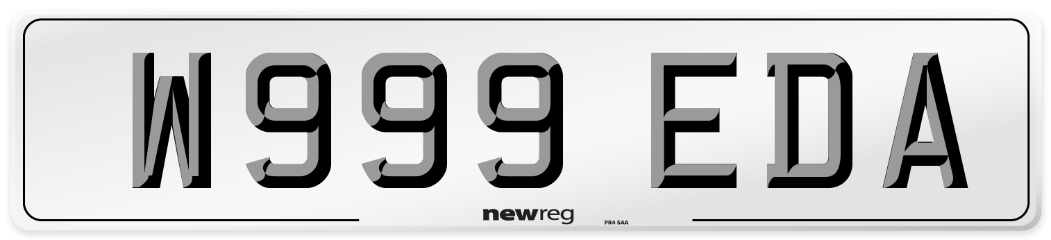 W999 EDA Number Plate from New Reg